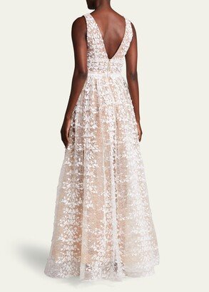 Megan V-Neck Lace Gown