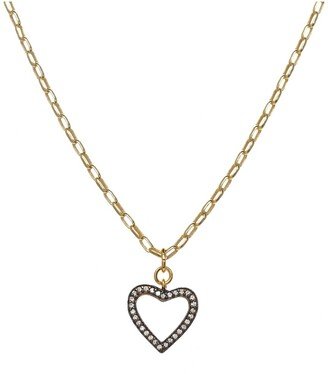 14K Over Silver Cz Heart Pendant Necklace