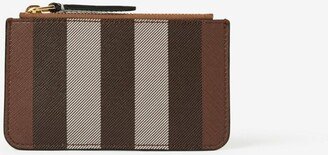 Exaggerated Check Coin Case with Strap