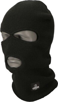 Warm Double Layer Acrylic Knit 3-Hole Balaclava Face Mask (Black, One Size Fits All)