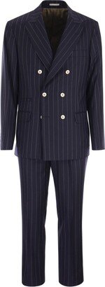 Wide-Leg Pinstriped Suit