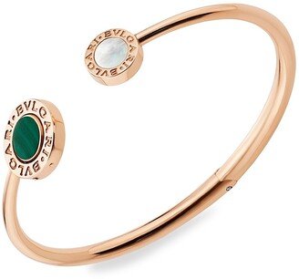 Classic 18K Rose Gold, Mother-Of-Pearl, Malachite & Onyx Flip Cuff Bracelet