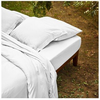 Bombacio Linens Sunset White Brushed Cotton Percale Fitted Sheet