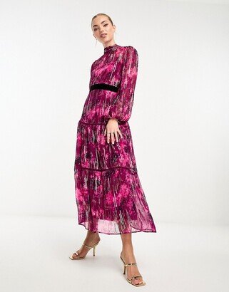 midi dress with balloon sleeves in pink