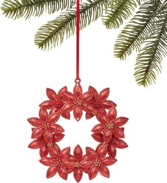 Glittered Plastic Poinsettia Wreath Ornament, Created for Macy's