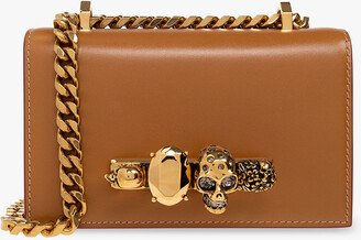 ‘Jewelled Satchel Mini’ Shoulder Bag - Brown