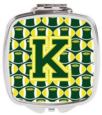 CJ1075-KSCM Letter K Football Green & Yellow Compact Mirror