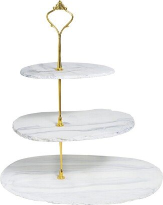 Tiramisu Three-Tier Marble Resin Dessert Stand