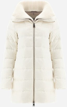 A-Shape Cashmere Silk With Knitted Collar-AB