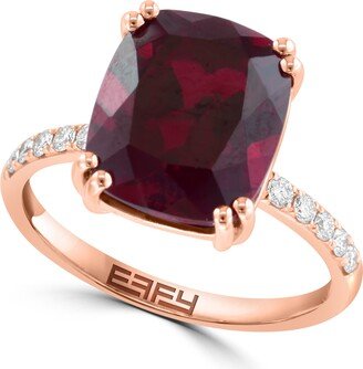 14K Rose Gold Lab Created Ruby & Lab Created Diamond Ring - 0.20ct. - Size 7