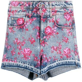 Graphic-Print Denim Shorts