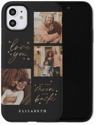 Custom Iphone Cases: Love To The Moon Sparkle Iphone Case, Silicone Liner Case, Matte, Iphone 11, Black