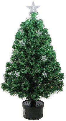 Northlight 4' Pre-Lit Fiber Optic Artificial Christmas Tree with Stars