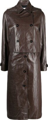 Detachable-Panel Leather Coat