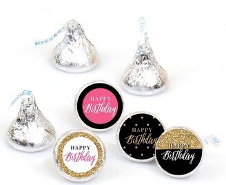 Big Dot Of Happiness Chic Happy Birthday Pink Black Gold Round Candy Sticker Favors (1 sheet of 108)
