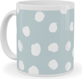 Mugs: Soft Painted Dots Ceramic Mug, White, 11Oz, Blue