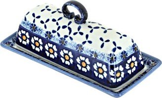 Blue Rose Pottery Blue Rose Polish Pottery Country Blue Daisy Butter Dish