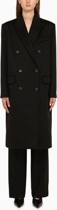 Black wool double-breasted coat