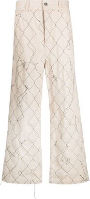 AIREI Abstract-Pattern Wide-Leg Trousers