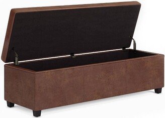 Extra Large Franklin Storage Ottoman Bench Distressed Saddle Brown - WyndenHall