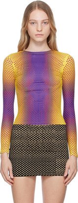 Sinead Gorey Purple & Yellow Laser-Cut Long Sleeve T-Shirt