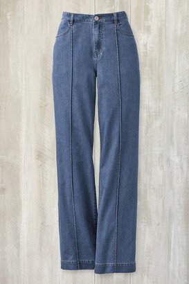 Women's The Creek Lightweight Pintucked Wide-Leg Jeans - Aegean Wash - 4P - Petite Size