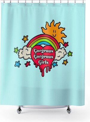 Gorgeous Girls Shower Curtains - Light Blue Curtain