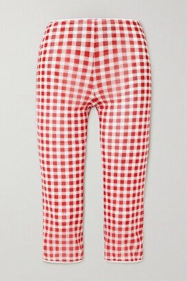 Cropped Gingham Jersey Pants - Red