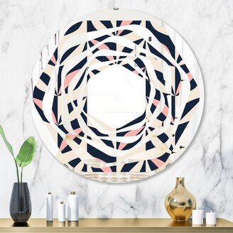 Designart 'Floral Retro Botanical Pattern III' Printed Modern Round or Oval Wall Mirror - Whirl