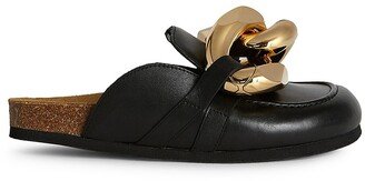 Chain Leather Loafer Mules