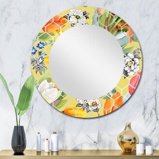 Designart 'Blooming White and Orange Tulips I' Printed Traditional Wall Mirror