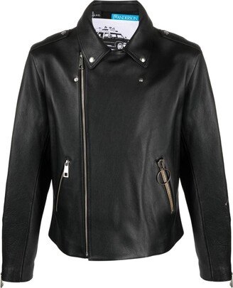 Notch Lapels Leather Biker Jacket