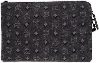 Aren Logo Jacquard Zip-Around Clutch Bag