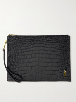 Logo-Embellished Croc-Effect Leather iPad Case