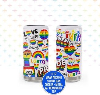 Pride Lgbtq Drinkware | Love Wins Is Stainless Steel Skinny Can Cooler Rainbow Metal Removable Top