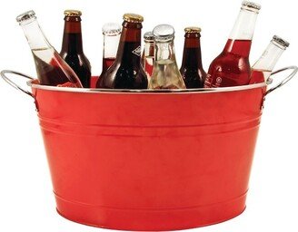 Big Red Ice Bucket - Galvanized Metal Drink Beverage Tub for Home Parties, Country Home Wine And Beer Chiller, Holds 4.5 Gallons, Red