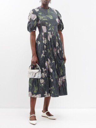 Evelyn Floral-print Taffeta Midi Dress