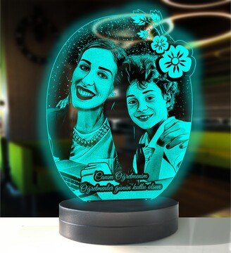 Flower Framed Custom Lamp, Teacher Gift, Personalized Night Light, 3D Led Light