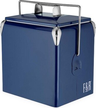 Blue Stainless Steel Cooler, Plastic Lined, Vintage Style Beer and Wine Cooler, Portable Beverage Chiller and Ice Chest, Set of 1