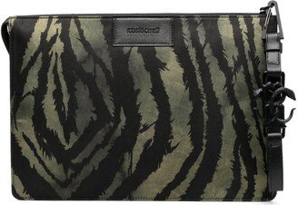 Tiger-Print Leather Pouch