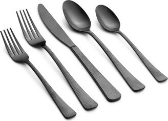 Brody Black Satin Hammered Flatware Set, 20 Piece