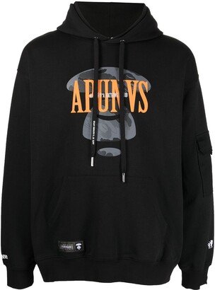 Logo-Print Panelled Hoodie