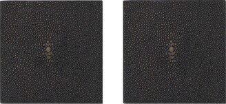 Posh Trading Company Set Of Two Coasters - Faux Shagreen Chocolate