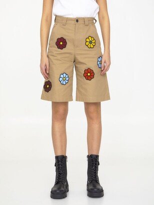 Floral embroideries bermuda shorts