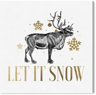 Let It Snow Reindeer Gold Holiday And Seasonal Canvas Wall Art By The Artist Co.