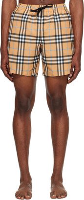 Orange Check Swim Shorts