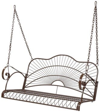 Global Pronex Outdoor Garden Iron Wire Double Swing Chair Dark Brown（Swing frames not included）