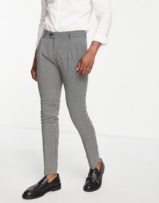 skinny fit suit pants in herringbone black and white