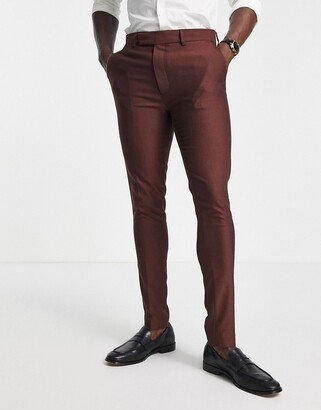 skinny dressy oxford suit pants in burnt red