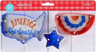 America 3 Piece Color Cookie Cutter Set